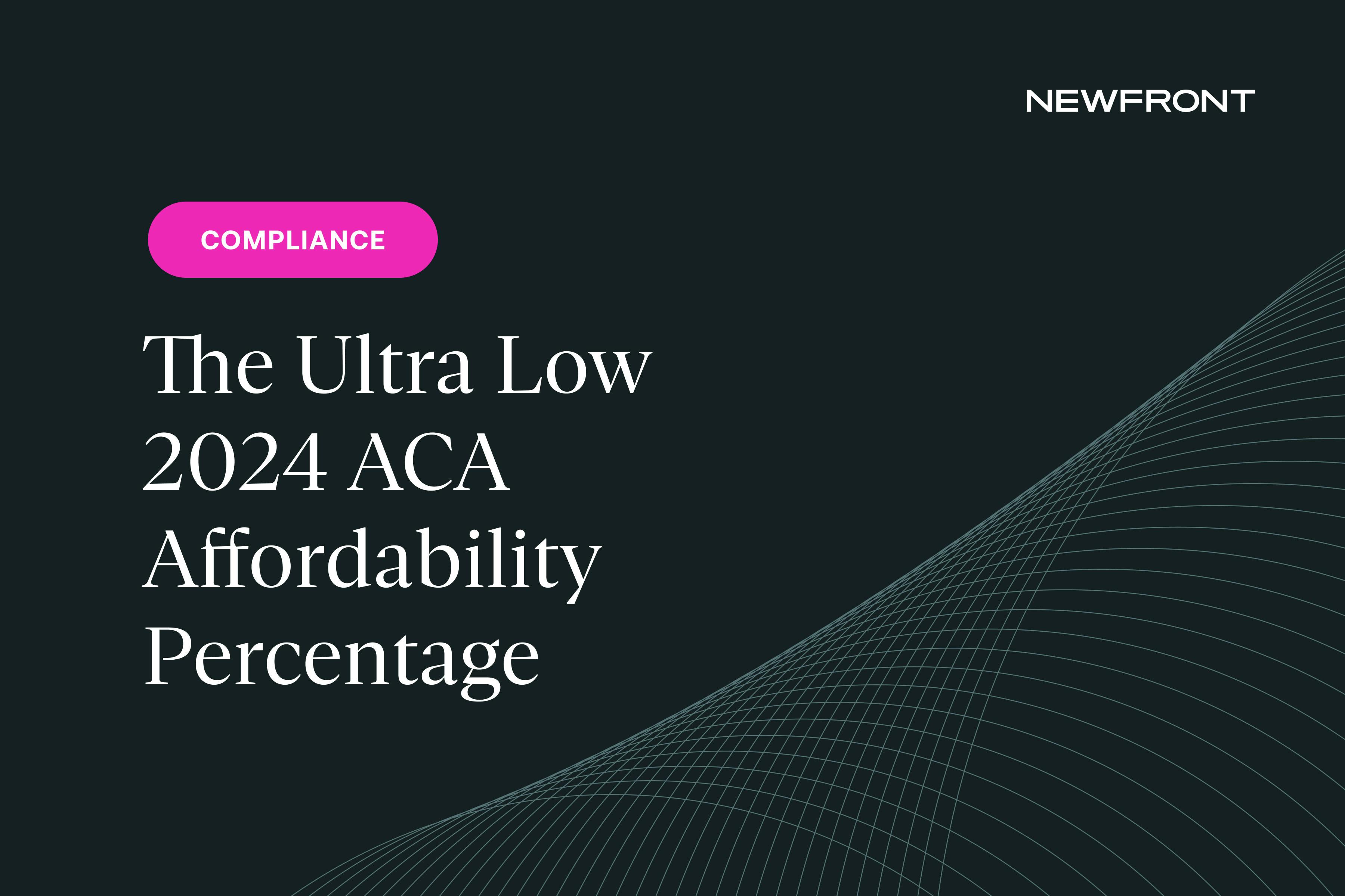 The Ultra Low 2024 ACA Affordability Percentage